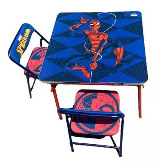 Mesa con dos sillas plegables de Spiderman