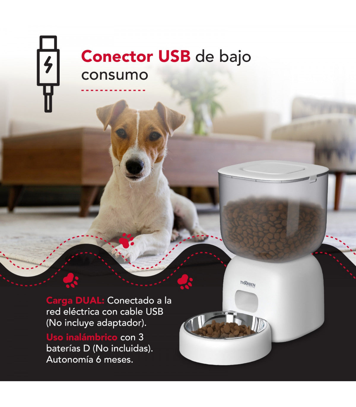 Dispensador de comida eléctrico para mascotas Thorben