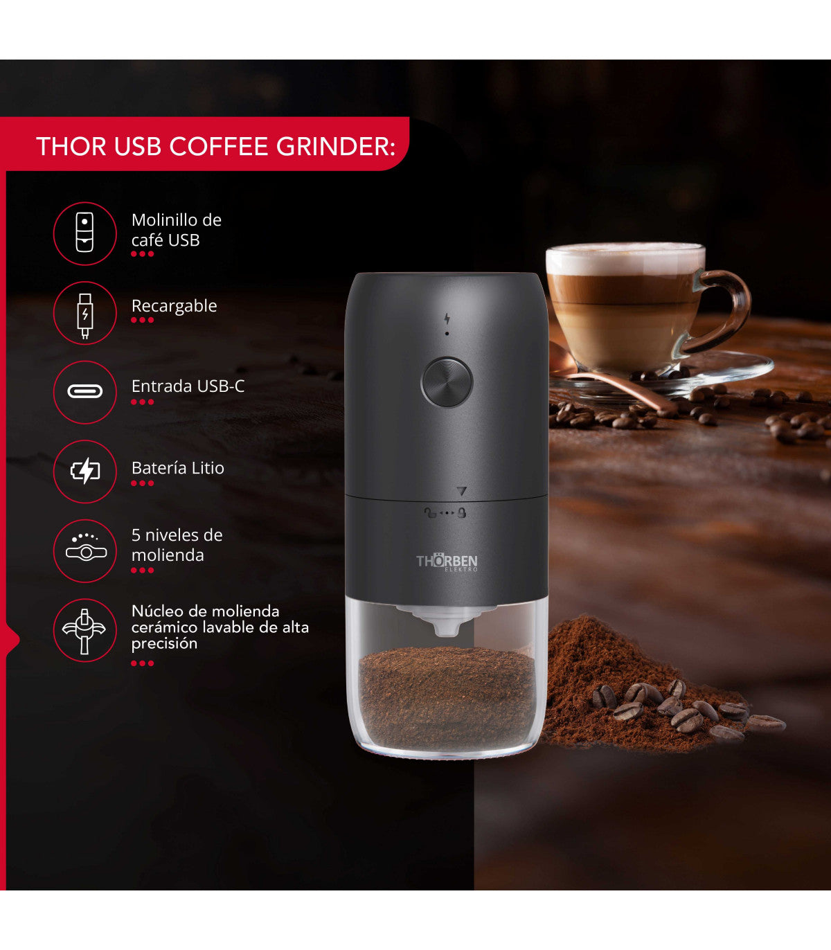 Moledor de café Thorben Usb Coffee Grinder