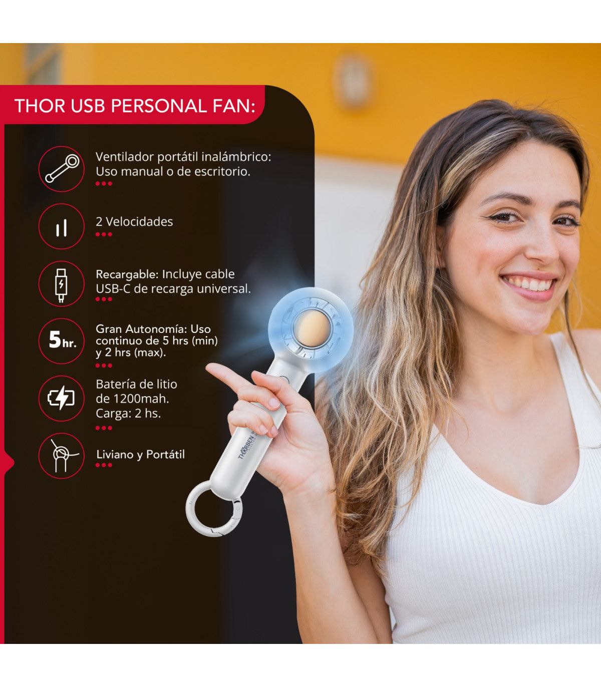 Ventilador personal de mano Thorben USB personal Fan