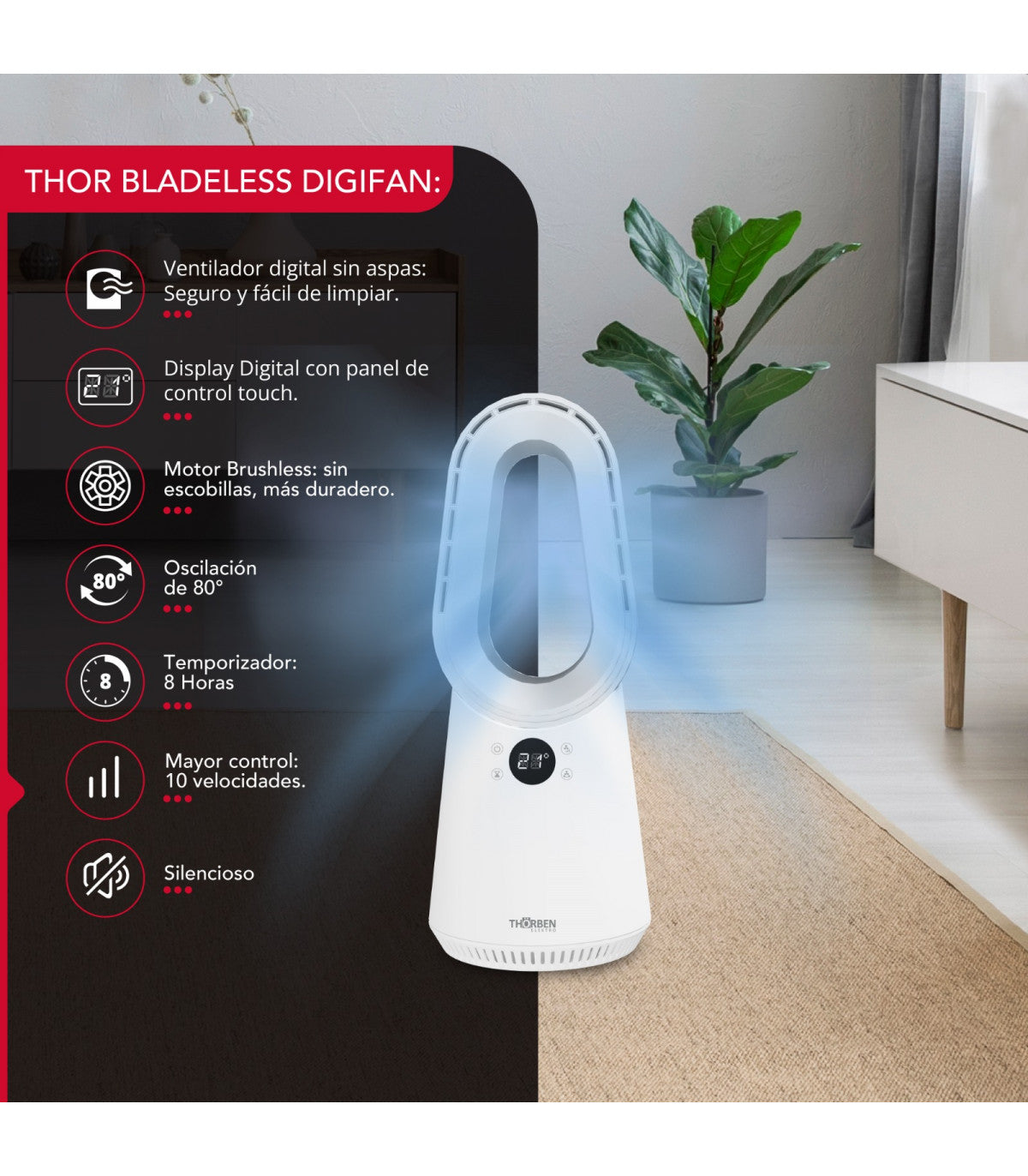 Ventilador sin Aspas portátil Thorben Bladeless Digifan